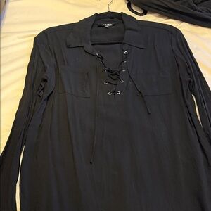 Lulu's Black Lace-Up Casual Men's Shirt